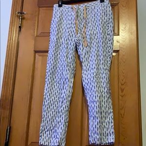 J Crew Size 4 Blue and White Cotton Pants